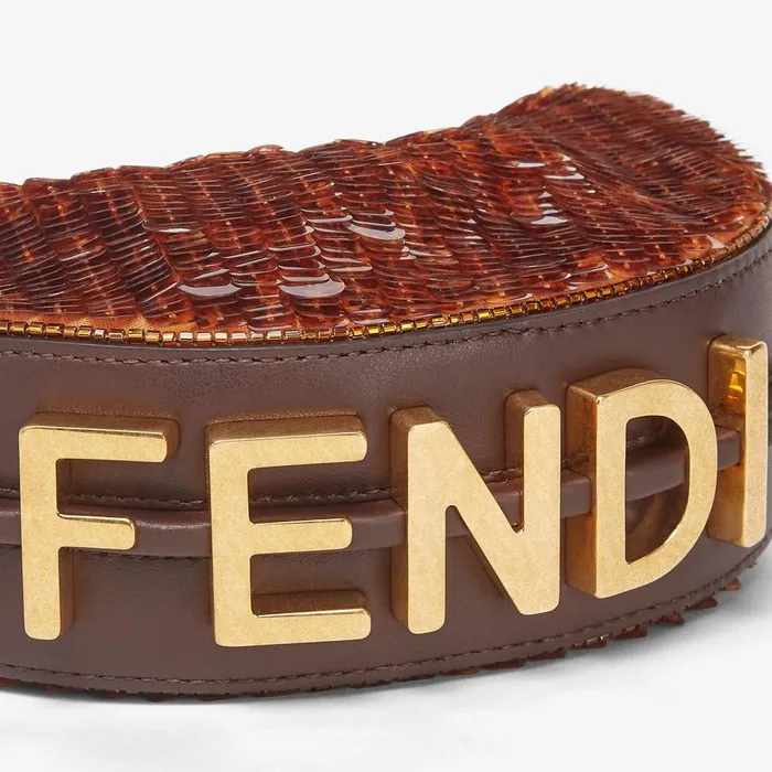Fendi Miniature Bags Nano Fendigraphy Brown Sequin Charm 8211 Women