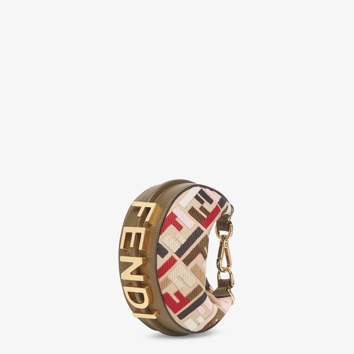 Fendi Miniature Bags Nano Fendigraphy Multicolor Canvas Charm With FF Embroidery 8211 Women Fendi Miniature Bags Nano Fendigraphy Multicolor Canvas Charm With FF Embroidery 8211 Women