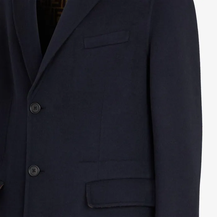 Fendi Outerwear Coat Blue Wool Coat 8211 Men