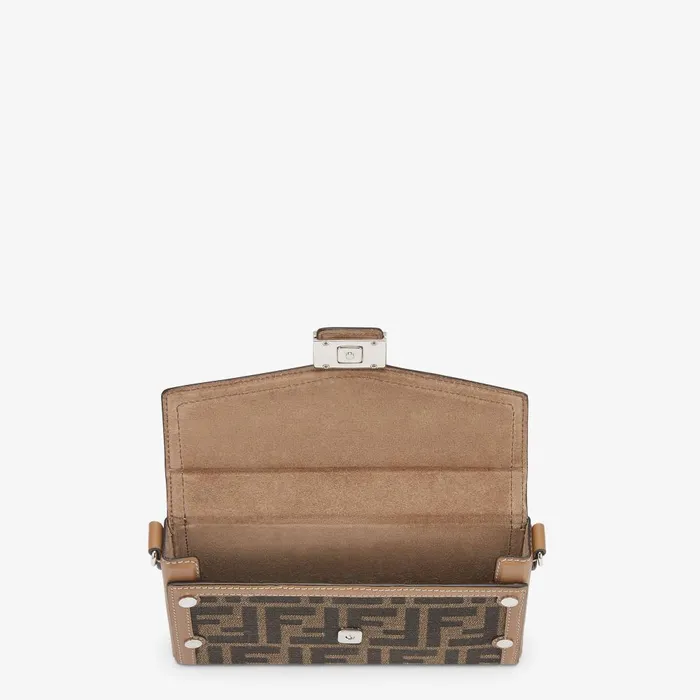 Fendi Pouches and Other Accessories Baguette Soft Trunk Phone Pouch Brown FF Fabric Bag 8211 Men