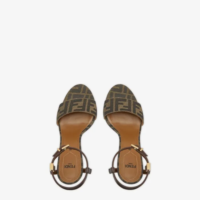 Fendi Sandals and Mules Delfina Brown Fabric Highheeled Sandals 8211 Women