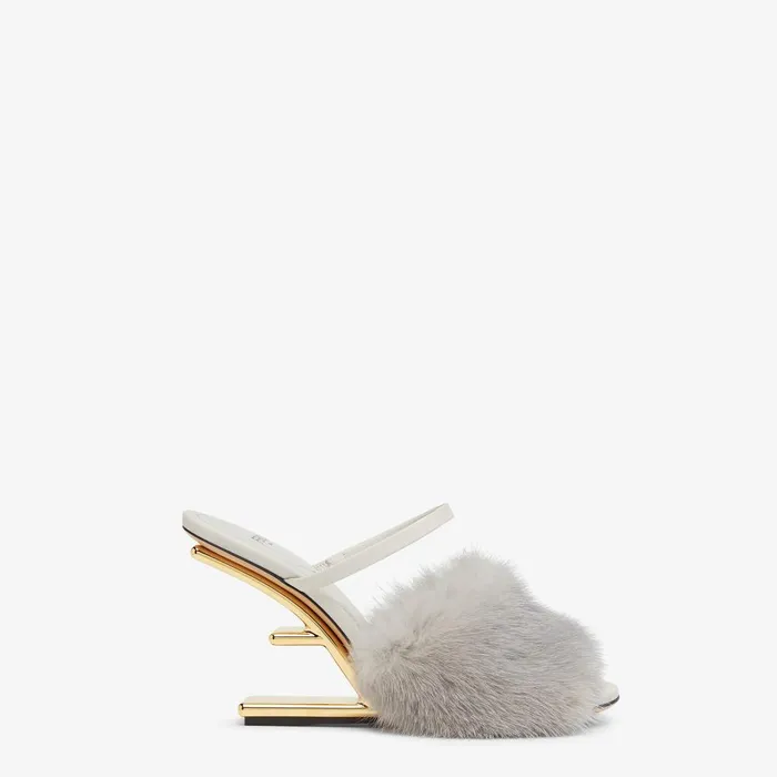 Fendi Sandals and Mules Fendi First Pale Gray Mink Highheeled Sandals 8211 Women