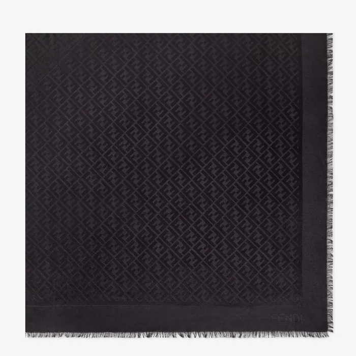 Fendi Scarves and Ponchos FF Shawl Black Organic Silk Shawl 8211 Women
