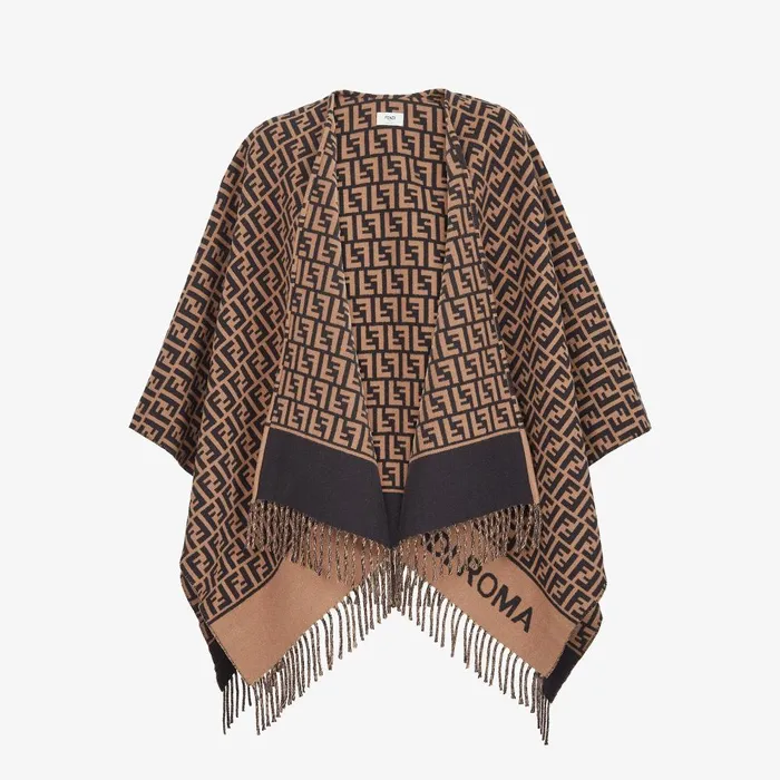 Fendi Scarves and Ponchos Poncho Brown Wool And Cashmere Poncho 8211 Women