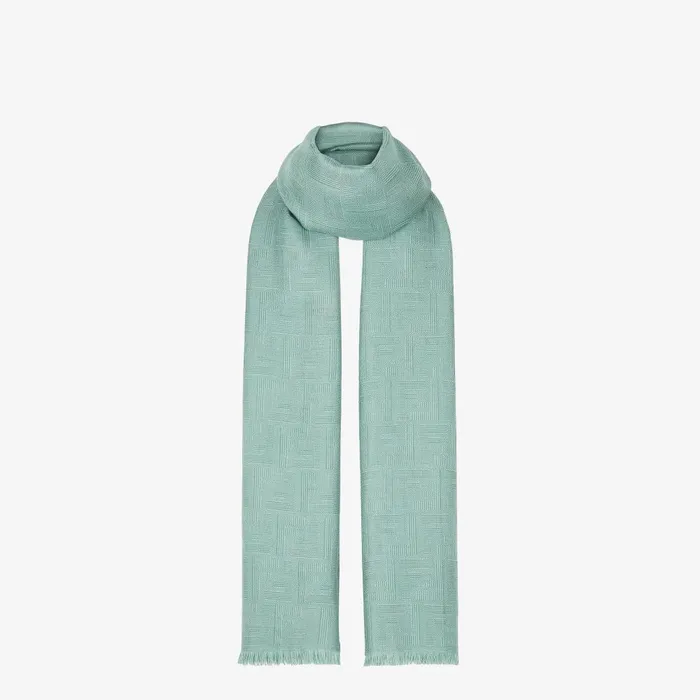 Fendi Scarves Scarf Green Wool And Silk Scarf 8211 Men