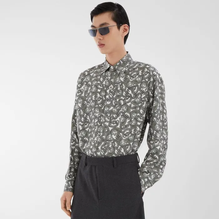Fendi Shirts Shirt Gray Fendi Jewels Silk Shirt 8211 Men