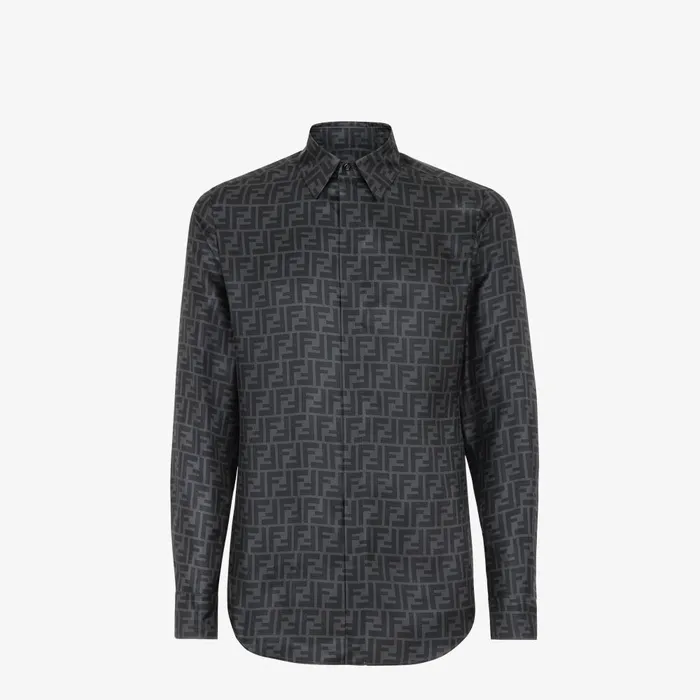Fendi Shirts Shirt Gray Silk Shirt 8211 Men