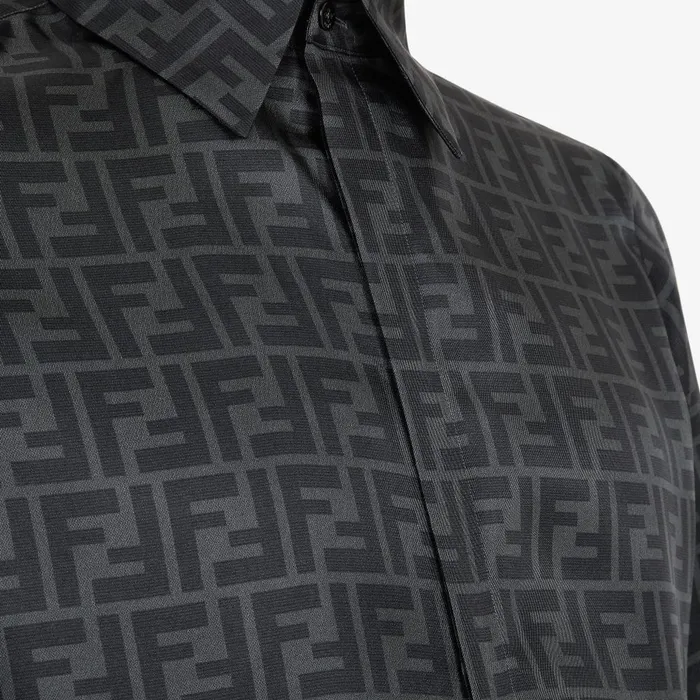 Fendi Shirts Shirt Gray Silk Shirt 8211 Men