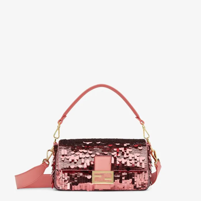 Fendi Shoulder and Crossbody Bags Baguette Bag Embroidered With Pink Sequins 8211 Women Fendi Shoulder and Crossbody Bags Baguette Bag Embroidered With Pink Sequins 8211 Women
