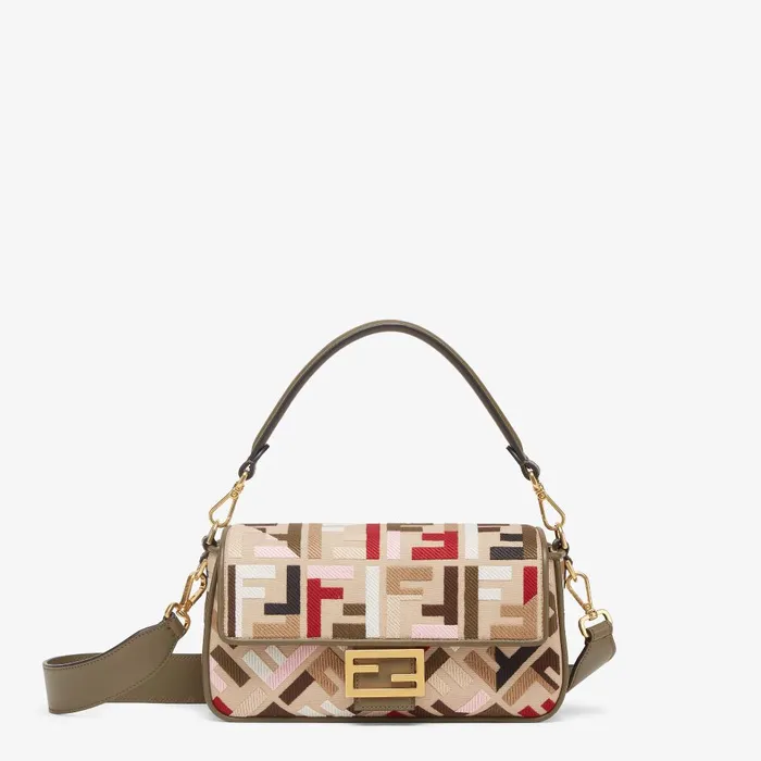 Fendi Shoulder and Crossbody Bags Baguette Canvas Bag With Multicolor FF Embroidery 8211 Women Fendi Shoulder and Crossbody Bags Baguette Canvas Bag With Multicolor FF Embroidery 8211 Women