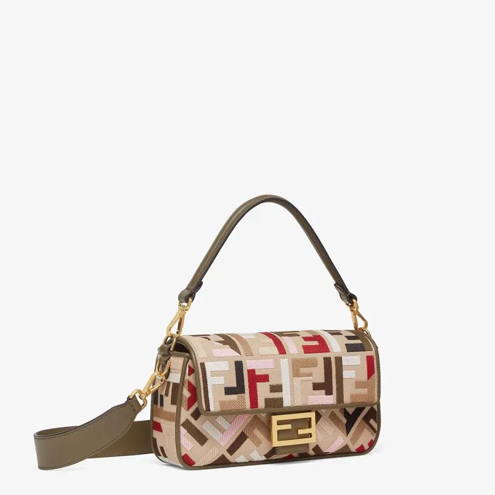 Fendi Shoulder and Crossbody Bags Baguette Canvas Bag With Multicolor FF Embroidery 8211 Women