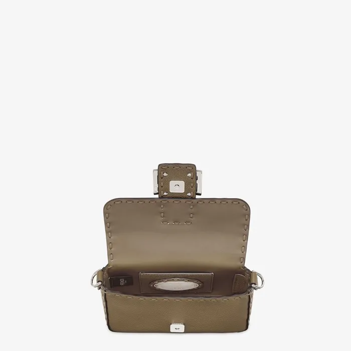 Fendi Shoulder and Crossbody Bags Baguette Mini Green Selleria Bag With 309nbsphandsewn Topstitches 8211 Women