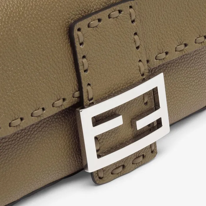 Fendi Shoulder and Crossbody Bags Baguette Mini Green Selleria Bag With 309nbsphandsewn Topstitches 8211 Women