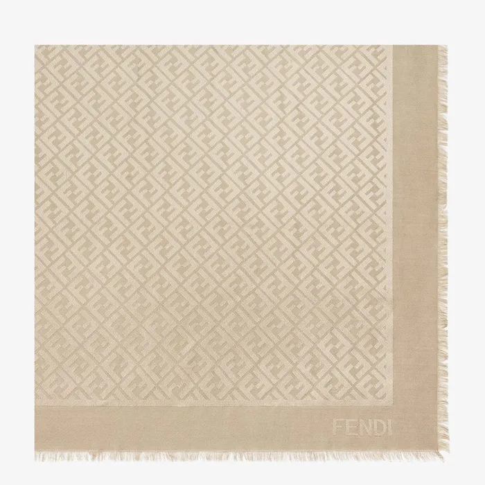 Fendi Silk Scarves FF Shawl Dove Gray Silk And Wool Shawl 8211 Women