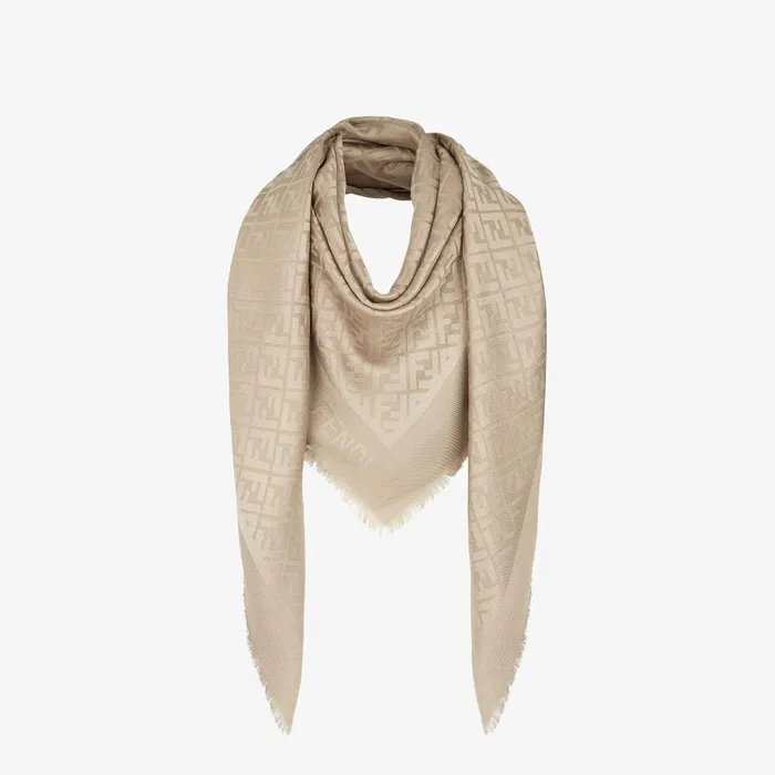 Fendi Silk Scarves FF Shawl Dove Gray Silk And Wool Shawl 8211 Women