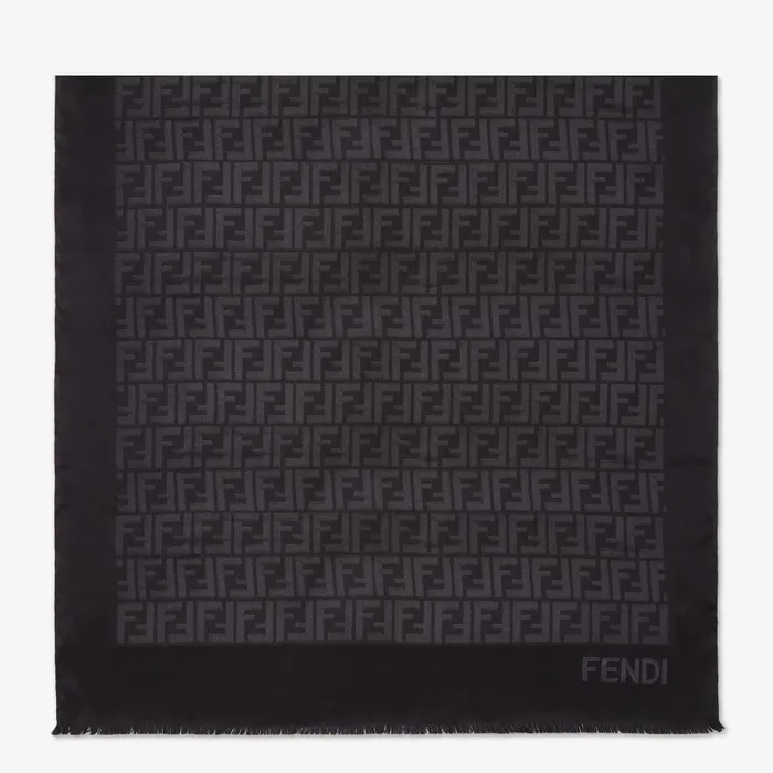 Fendi Silk Scarves FF Stole Black Silk Stole 8211 Women