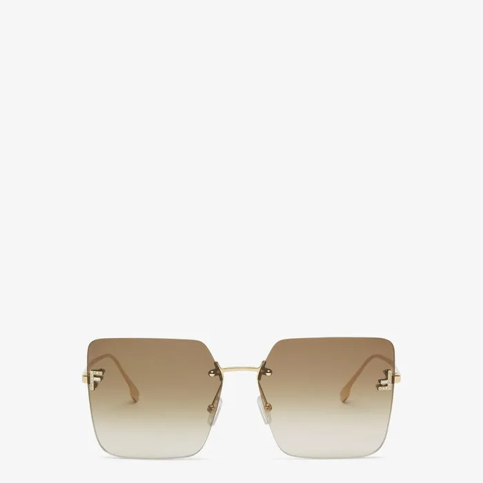 Fendi Sunglasses Fendi First Crystal Gold Metal Sunglasses With Brown Gradient Lenses 8211 Women