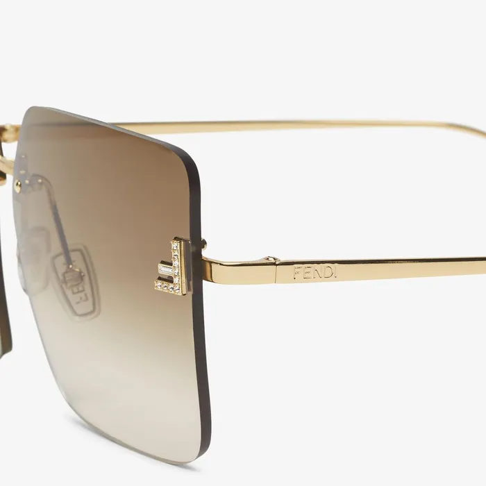Fendi Sunglasses Fendi First Crystal Gold Metal Sunglasses With Brown Gradient Lenses 8211 Women