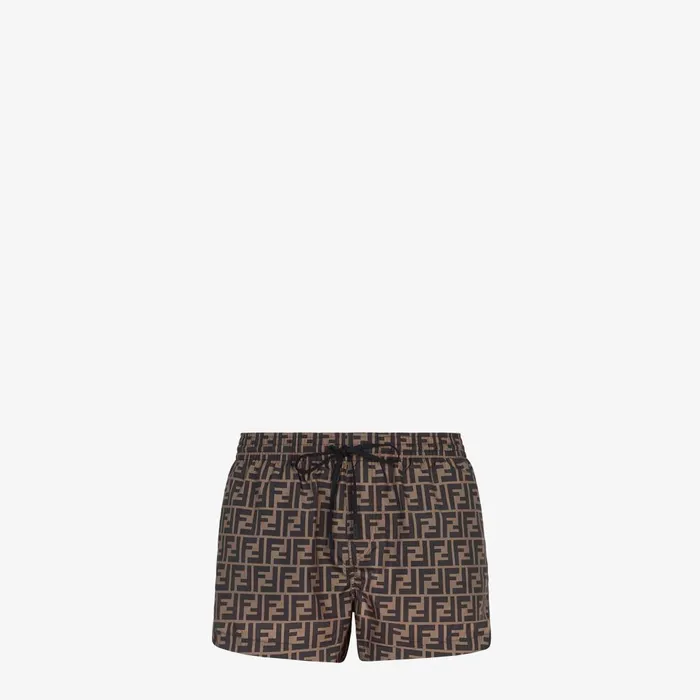 Fendi Swimwear Swim Shorts Brown Fabric Shorts 8211 Men