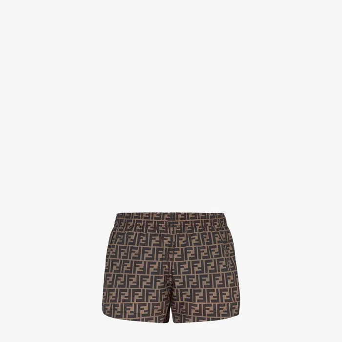 Fendi Swimwear Swim Shorts Brown Fabric Shorts 8211 Men
