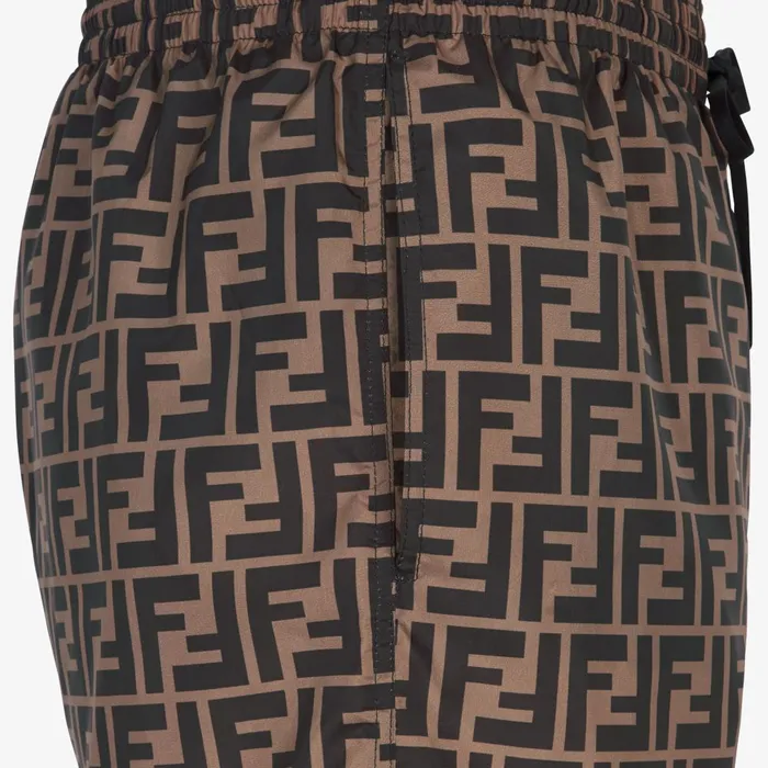 Fendi Swimwear Swim Shorts Brown Fabric Shorts 8211 Men