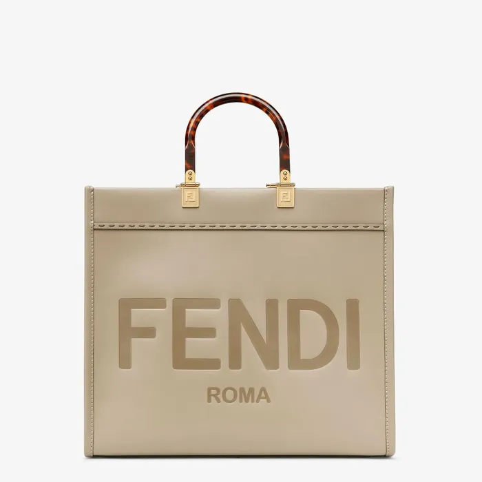 Fendi Tote Bags Fendi Sunshine Medium Dove Gray Leather Shopper 8211 Women