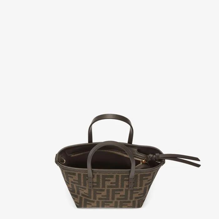 Fendi Tote Bags Mini Roll Brown FF Jacquard Mini Bag 8211 Women