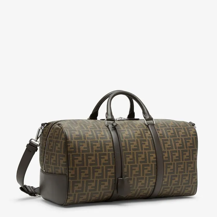 Fendi Travel Medium FF Duffle Large Brown FF Fabric Bag 8211 Men