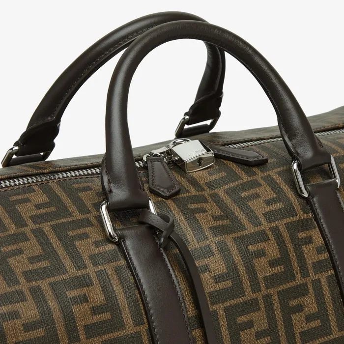 Fendi Travel Medium FF Duffle Large Brown FF Fabric Bag 8211 Men