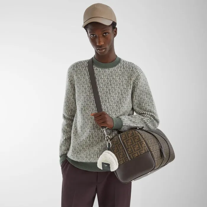 Fendi Travel Medium FF Duffle Large Brown FF Fabric Bag 8211 Men