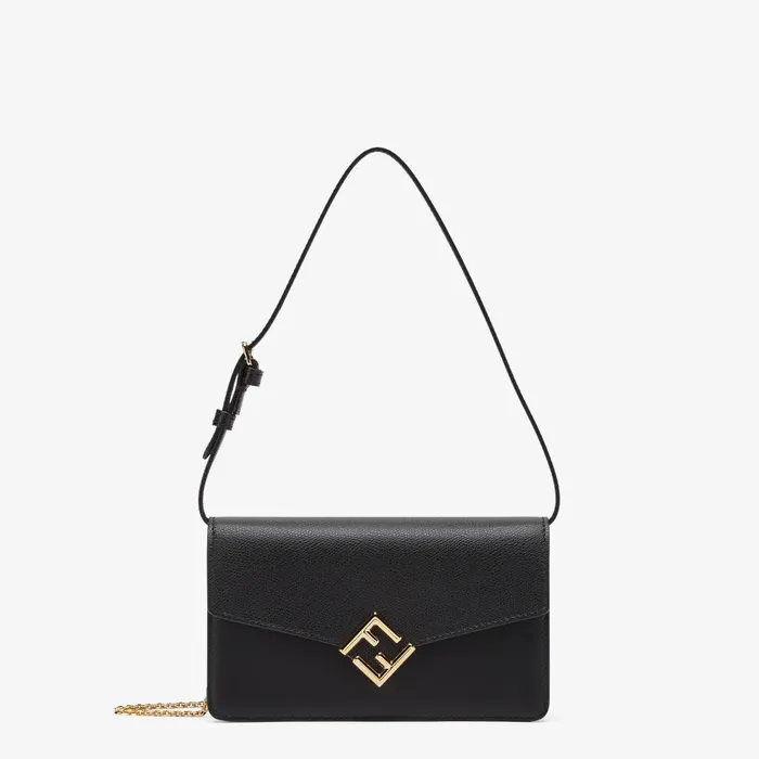 Fendi Wallets On Chain FF Diamonds Wallet On Chain Black Leather Wallet 8211 Women