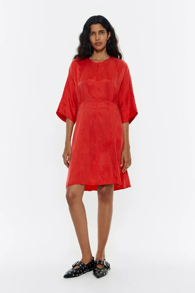 Fitted Flared Dress Red Women Bimba Y Lola Dresses And Jumpsuits