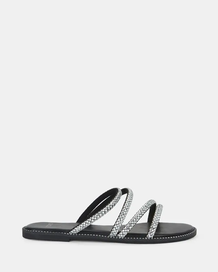 Flat Sandals NOVO Shoes Women STARRY BLACK