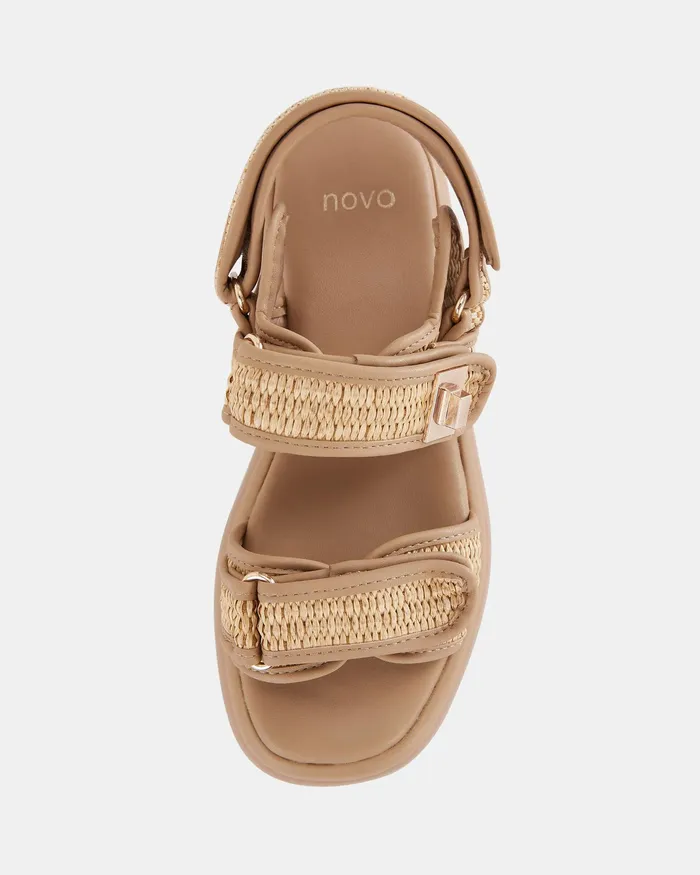 Flat Sandals TOBIAS RAFFIA Strappy Sandals NOVO Shoes Women