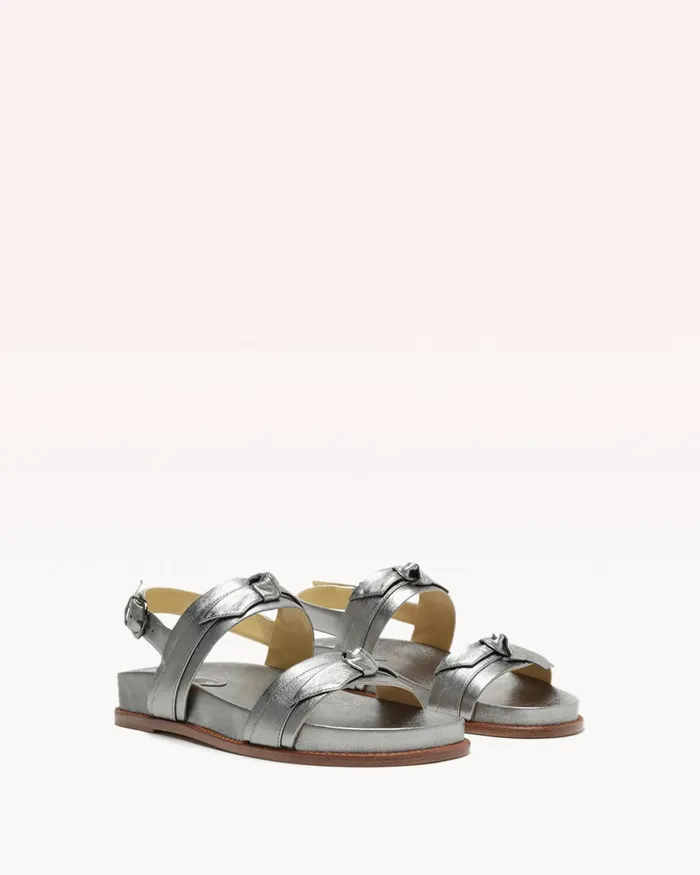Flats Women Alexandre Birman Alexandre Birman Clarita Sport Sandal 8211 Silver Flat Sandals 8211 Luxury Comfortable Sandals Graphite