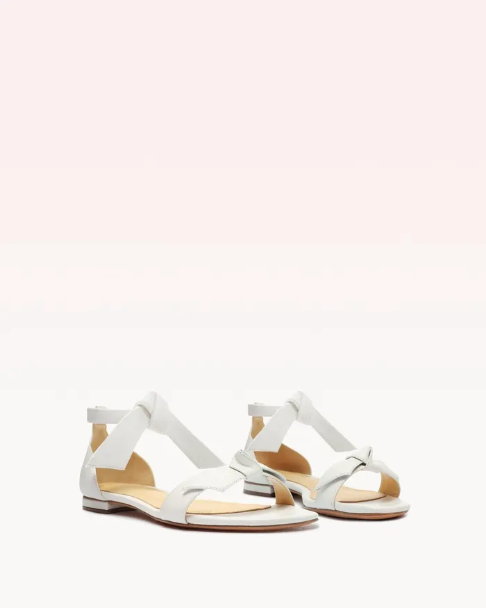 Flats Women Alexandre Birman Clarita Flat Sandal In Nappa Leather Alexandre Birman White