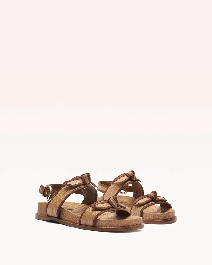 Flats Women Alexandre Birman Grosgrain Raffia Sport Sandal Espresso