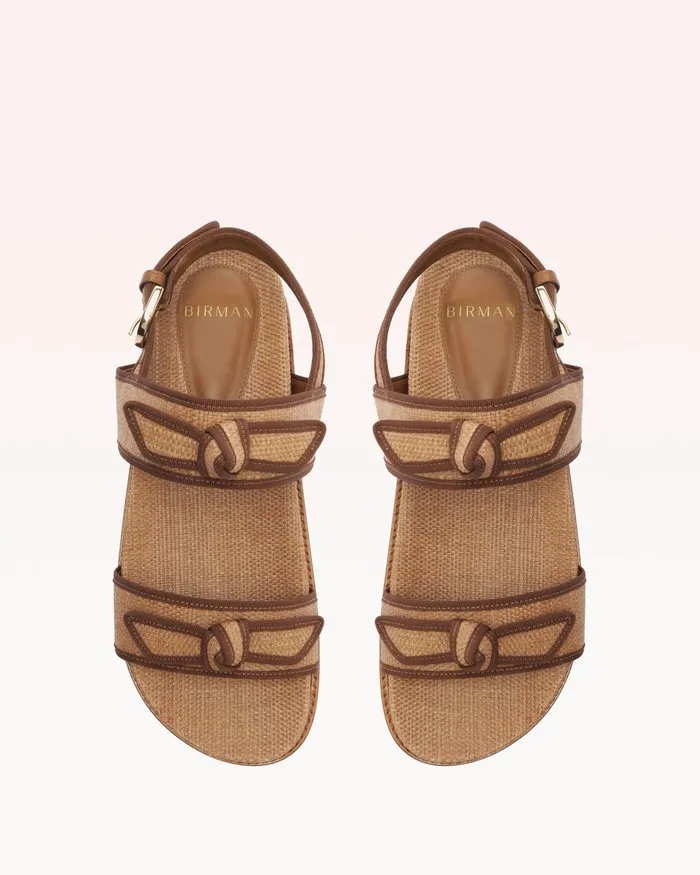 Flats Women Alexandre Birman Grosgrain Raffia Sport Sandal Espresso