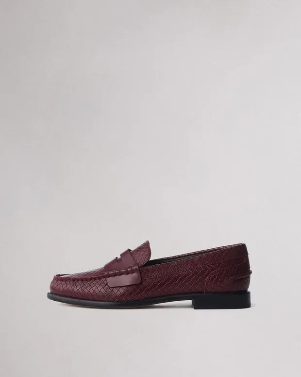 Flats Women Rag and Bone Carter Leather Loafer Wine Basketweave