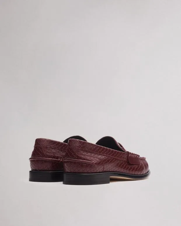 Flats Women Rag and Bone Carter Leather Loafer Wine Basketweave