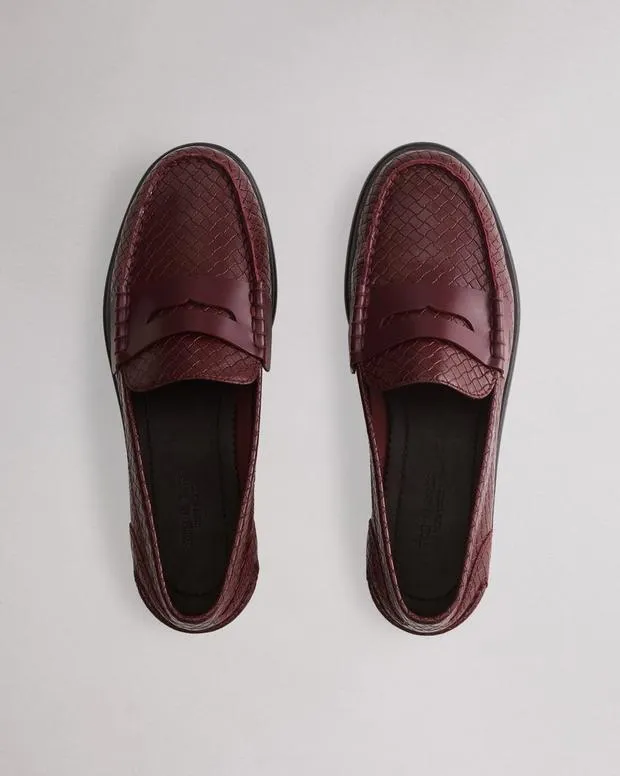 Flats Women Rag and Bone Carter Leather Loafer Wine Basketweave