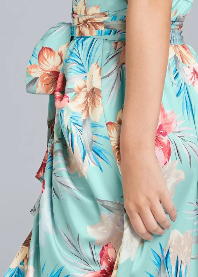 FLORAL PRINT WRAP DRESS Aqua Multi Women VENUS Maxi Dresses
