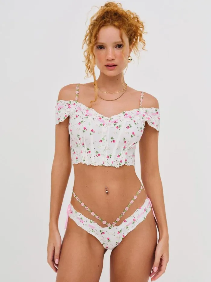 For Love and Lemons Lingerie Xander Thong Panty White 8211 Women
