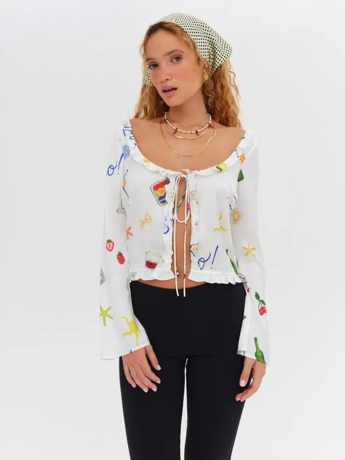 For Love and Lemons Tops Carla Long Sleeve Top Multi 8211 Women
