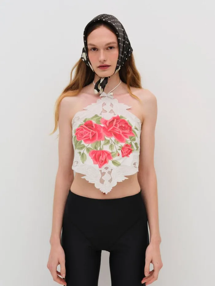 For Love and Lemons Tops Rose Halter Top Red 8211 Women For Love and Lemons Tops Rose Halter Top Red 8211 Women