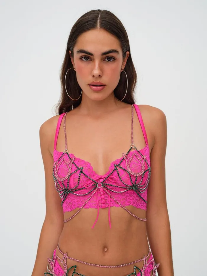 For Love and Lemons Tops Tulip Rhinestone Bralette Pink 8211 Women