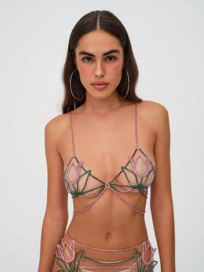 For Love and Lemons Tops Tulip Rhinestone Bralette Pink 8211 Women For Love and Lemons Tops Tulip Rhinestone Bralette Pink 8211 Women