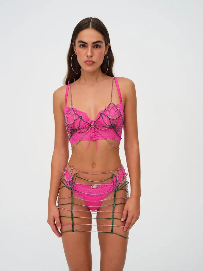 For Love and Lemons Tops Tulip Rhinestone Bralette Pink 8211 Women For Love and Lemons Tops Tulip Rhinestone Bralette Pink 8211 Women