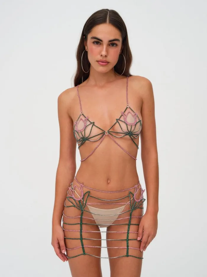 For Love and Lemons Tops Tulip Rhinestone Bralette Pink 8211 Women For Love and Lemons Tops Tulip Rhinestone Bralette Pink 8211 Women