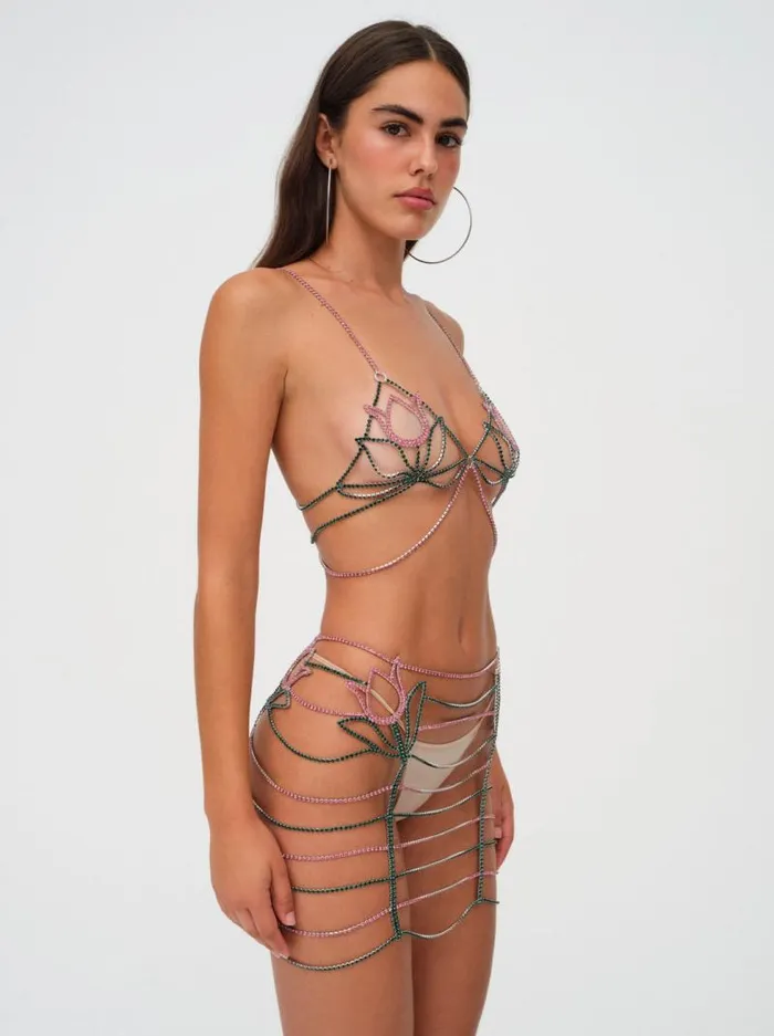 For Love and Lemons Tops Tulip Rhinestone Bralette Pink 8211 Women For Love and Lemons Tops Tulip Rhinestone Bralette Pink 8211 Women